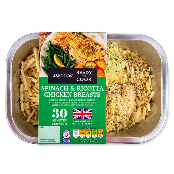 Ashfields Ready To Cook Spinach & Ricotta Chicken Breasts 340g/2 Pack